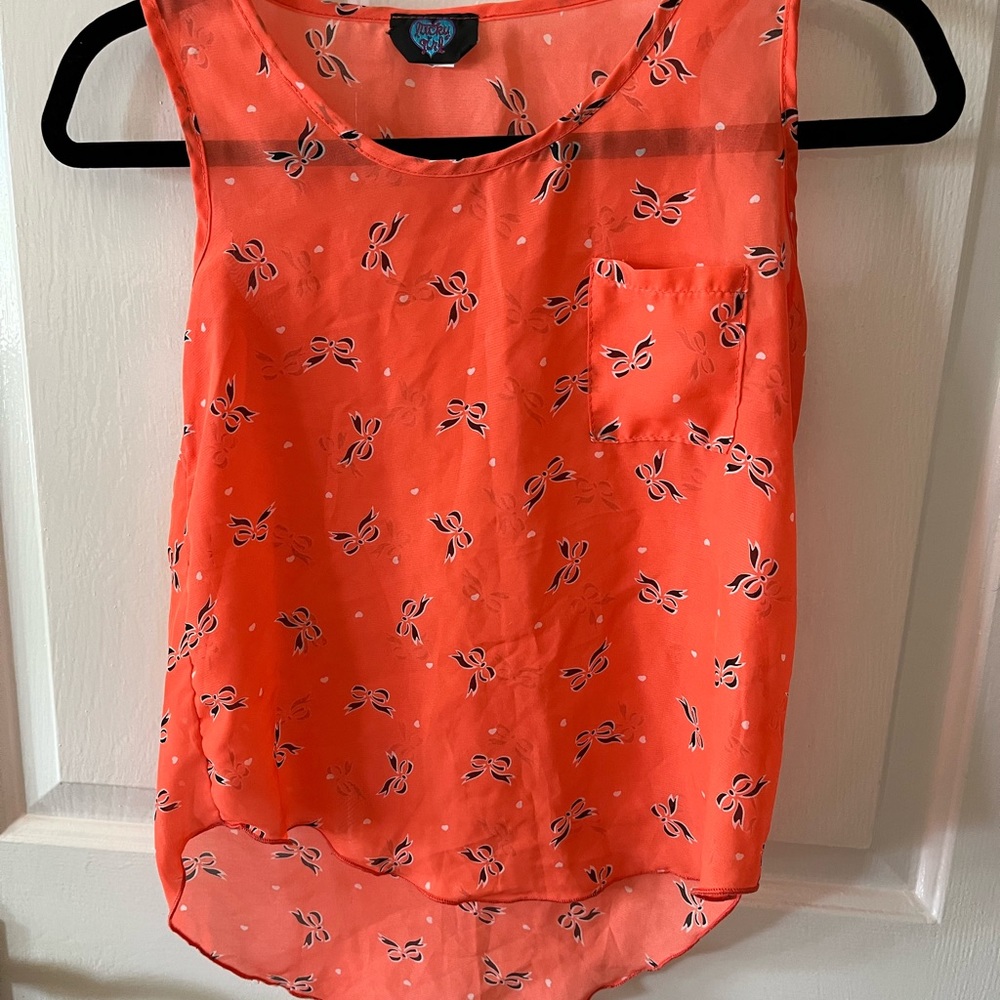 Tank Top bows lucky girl brand size S